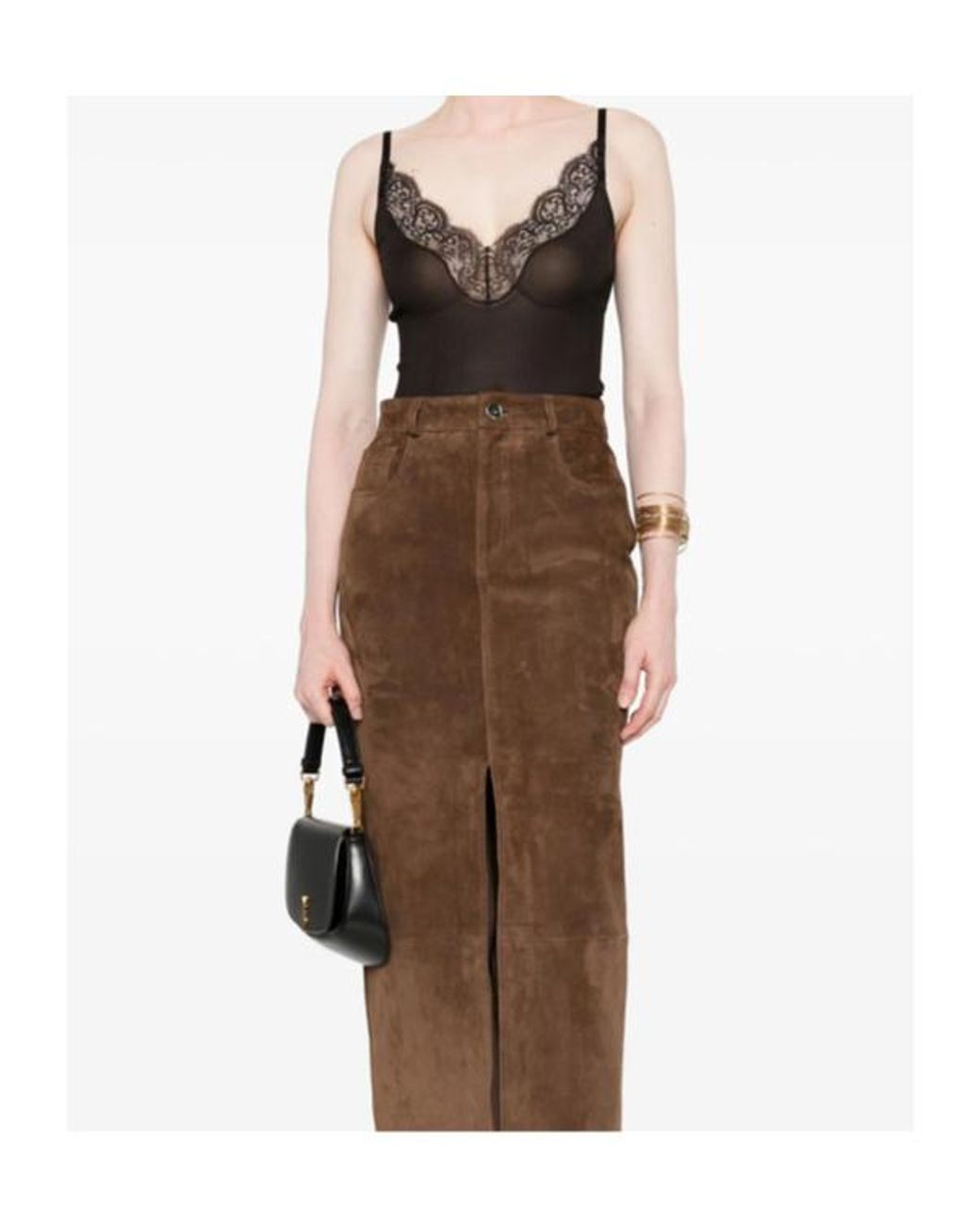 Saint Laurent Purple Laced Ribbed Tank Top