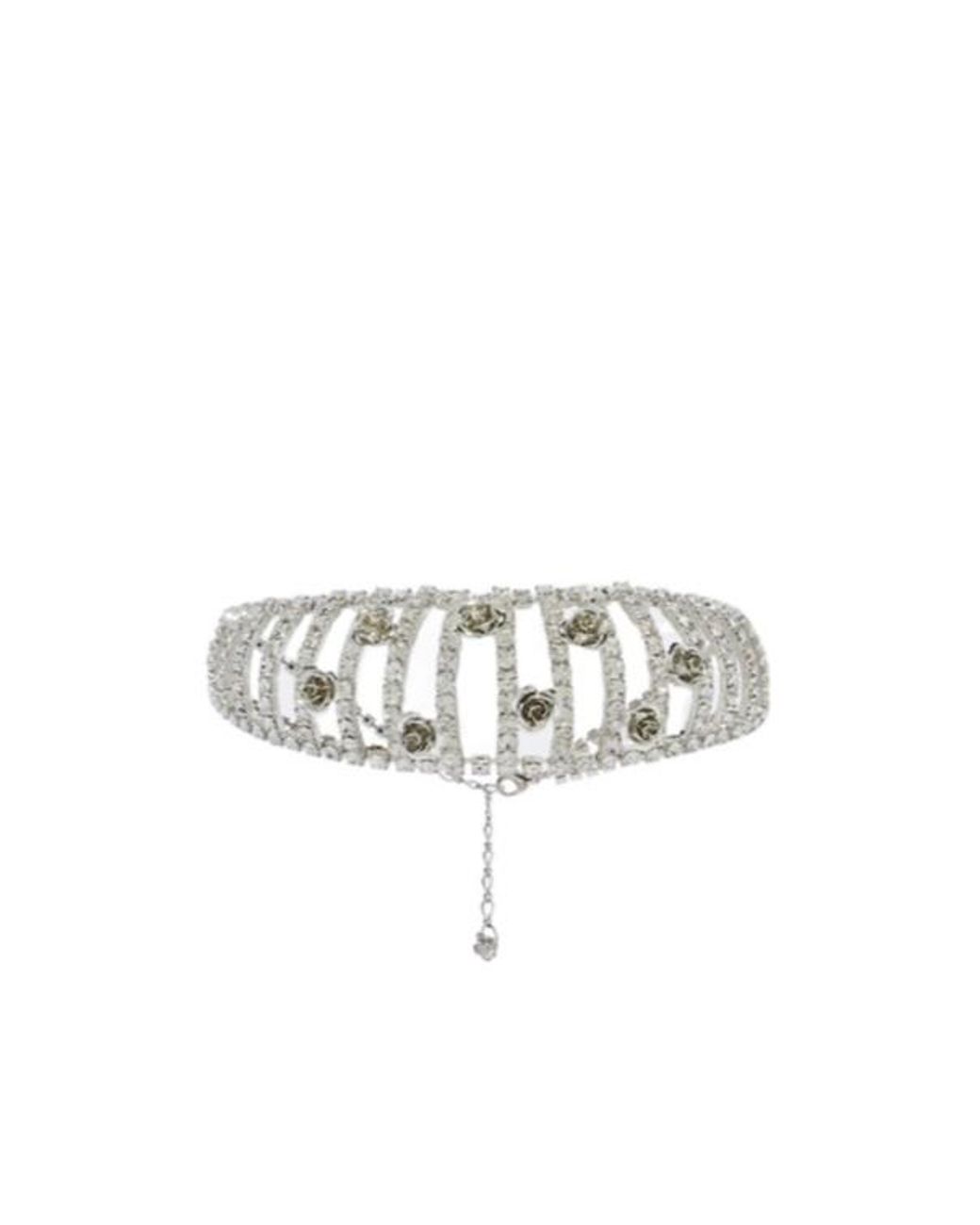 Magda Butrym White Floral-Appliqué Embellished Choker