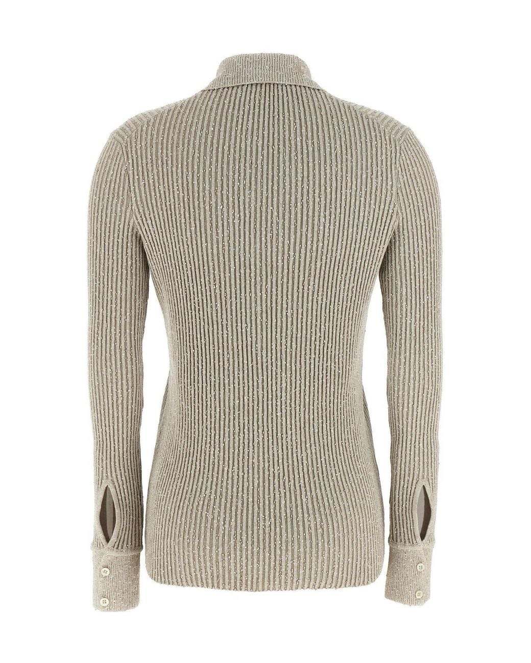 Magda Butrym Gray Marled Collared Jumper