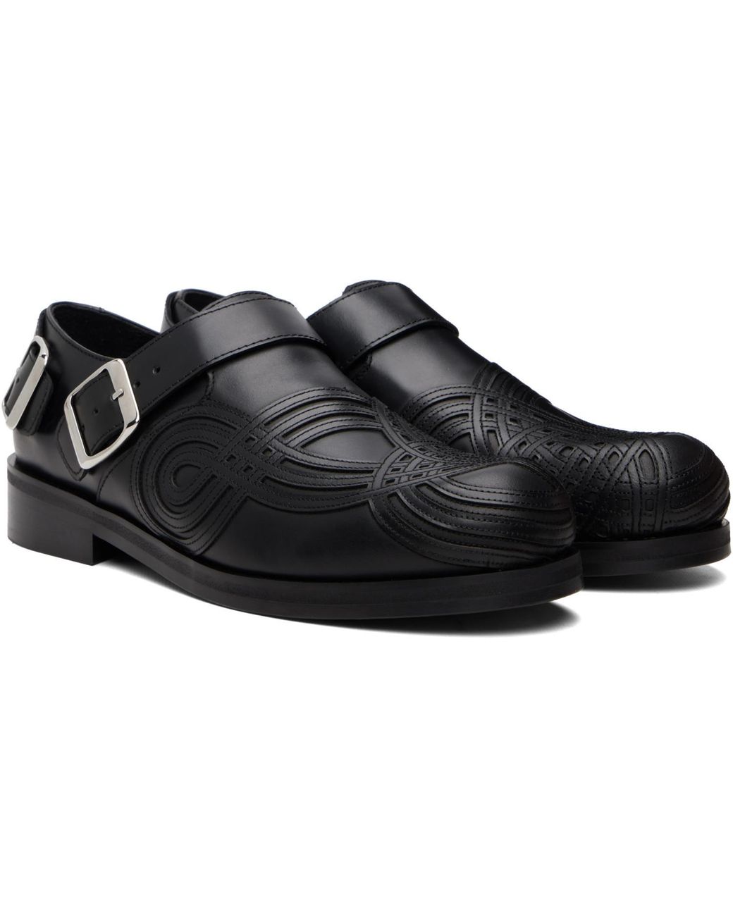 STEFAN COOKE Black Braided Biker Derby Shoes for men