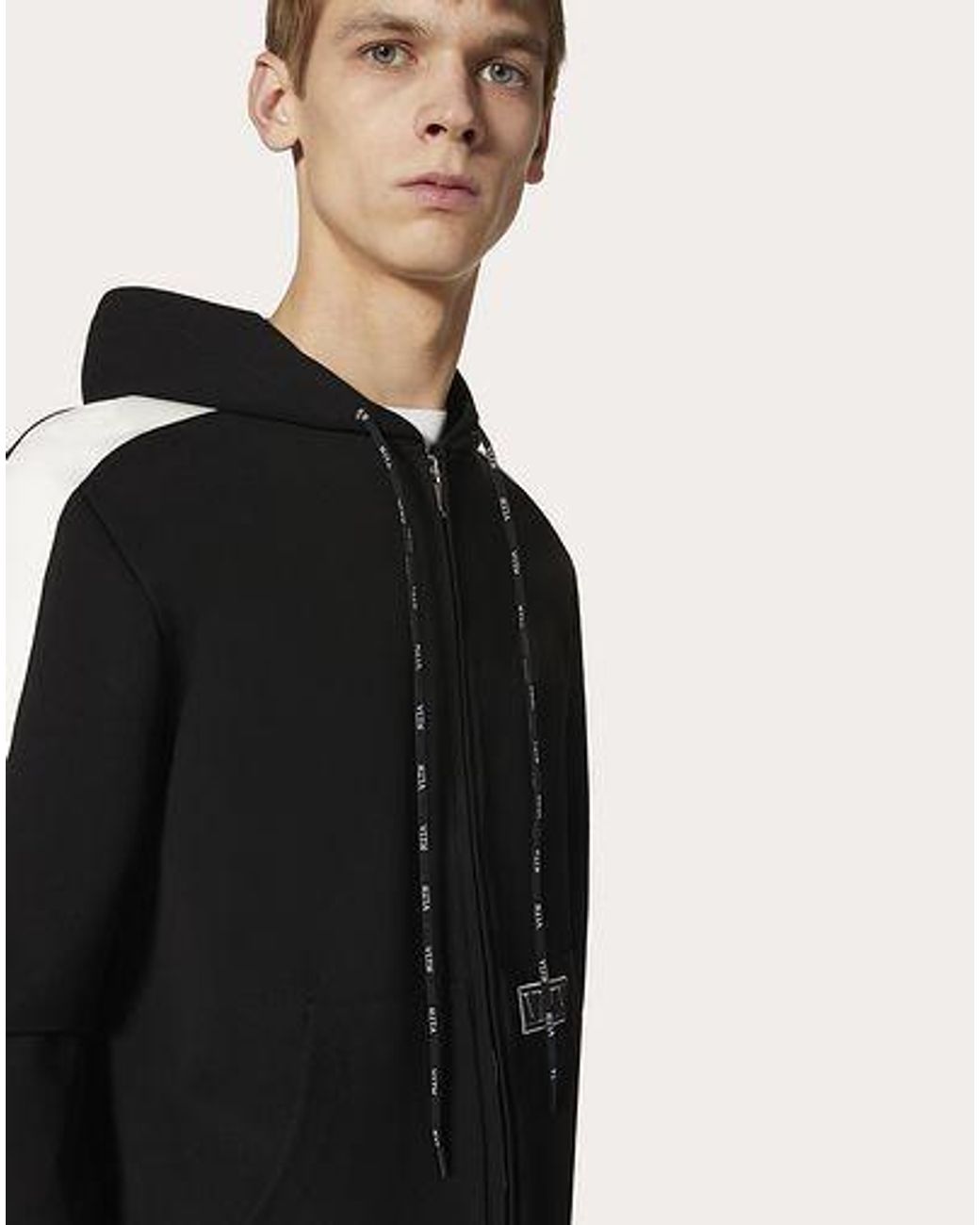 Valentino Black Vltn Patch Hoodie for men