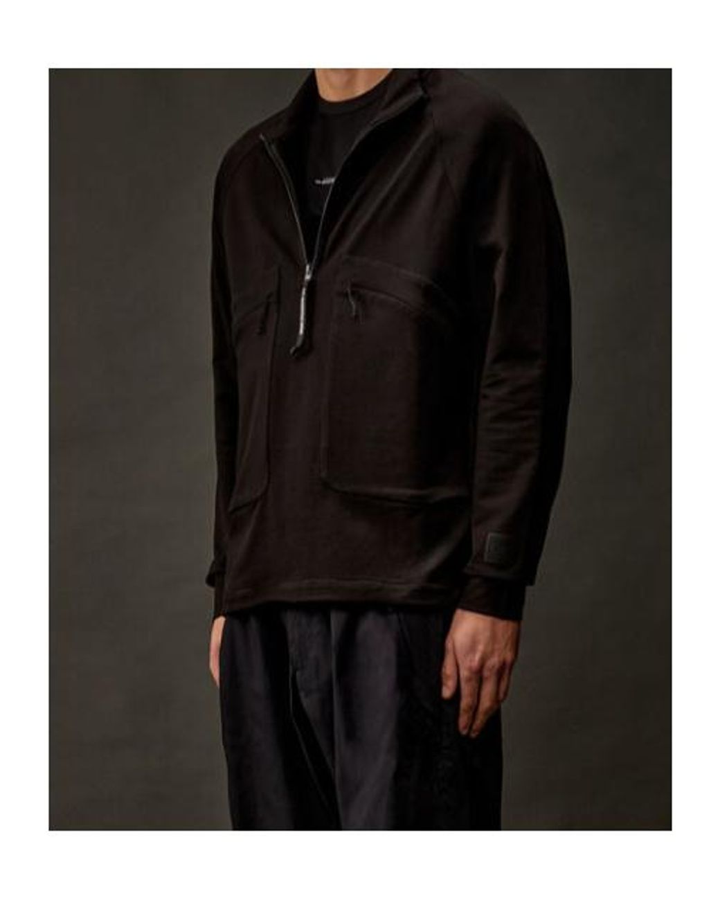C P Company Black Half-Zip Pocket Sweatshirt for men