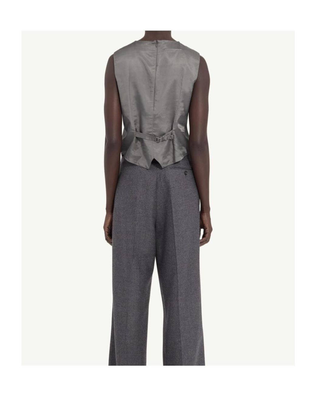 MM6 by Maison Margiela Gray Satin Strapped Waistcoat