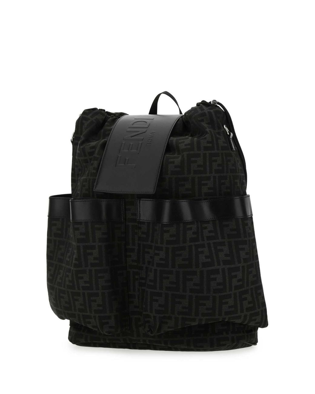 Fendi Black Ff Motif Drawstring Backpack for men