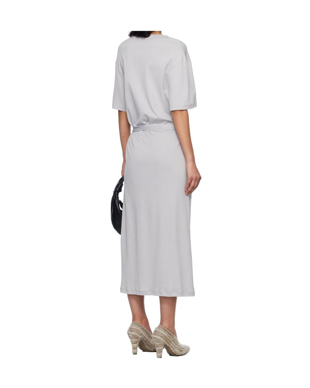 Lemaire Gray Belted Crewneck T-Shirt Dress