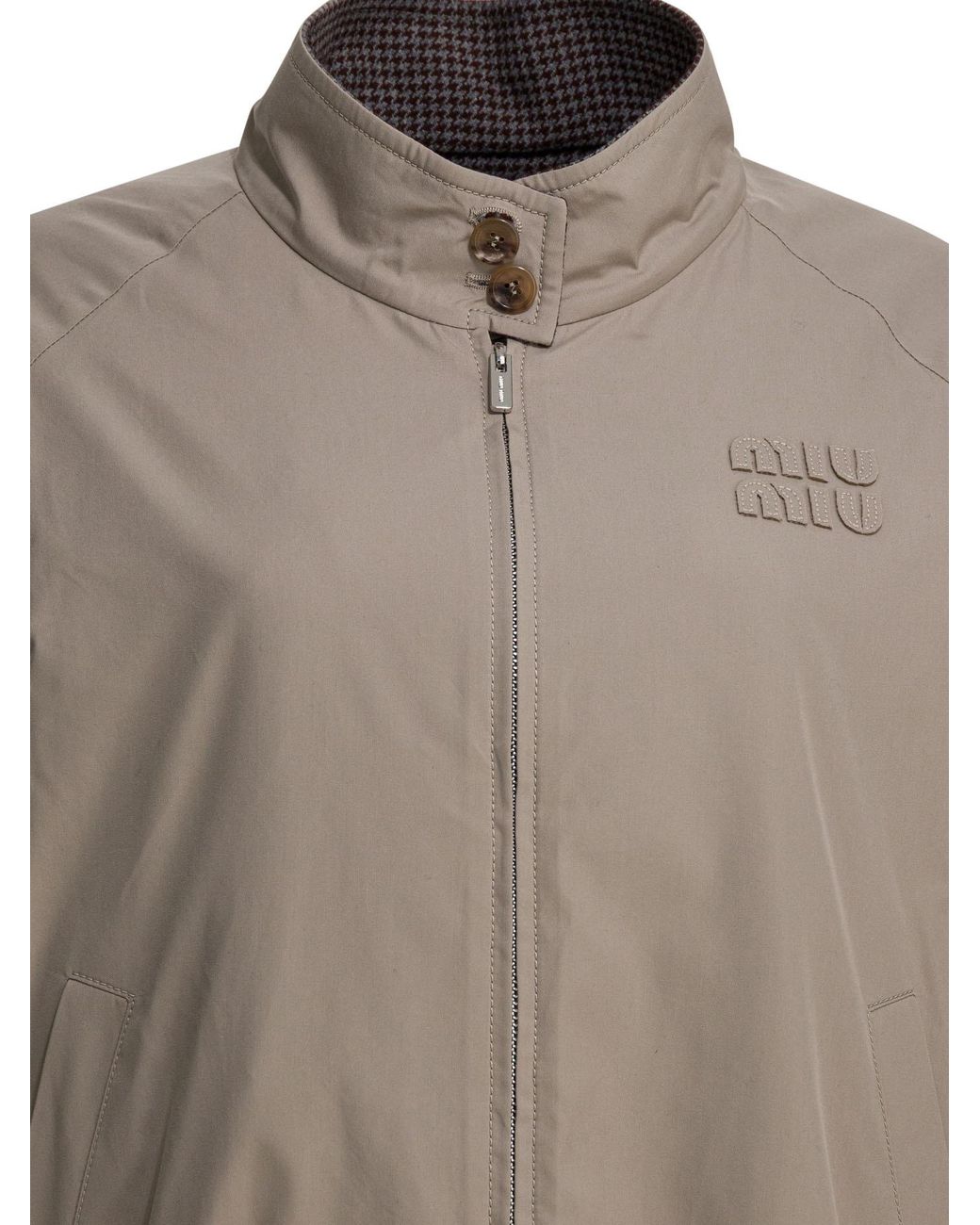 Miu Miu Natural Long-Sleeved Zipped Jacket