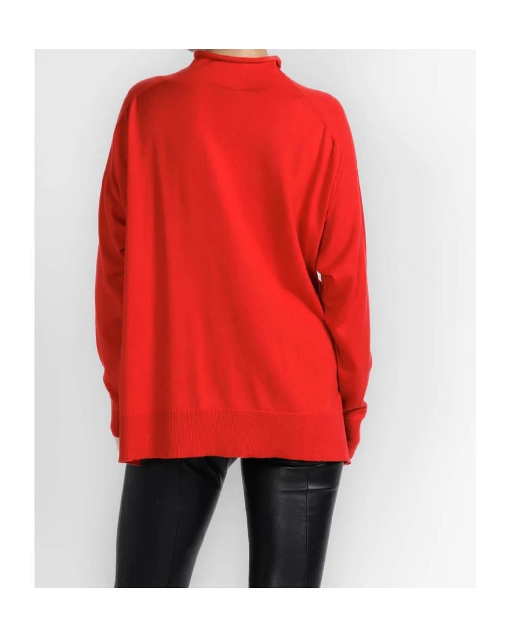 Magda Butrym Red Rosette-Detail Asymmetric Sweater
