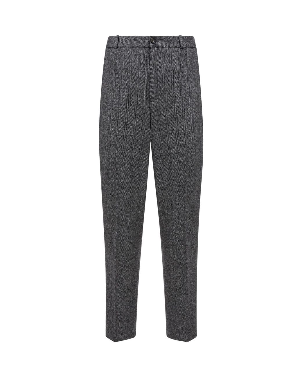 Moncler Gray Logo Patch Straight-Leg Pants for men