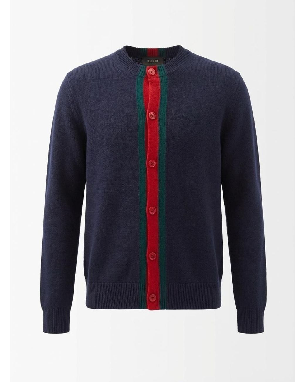 Gucci Blue Stripe Knit Detailed Cardigan for men