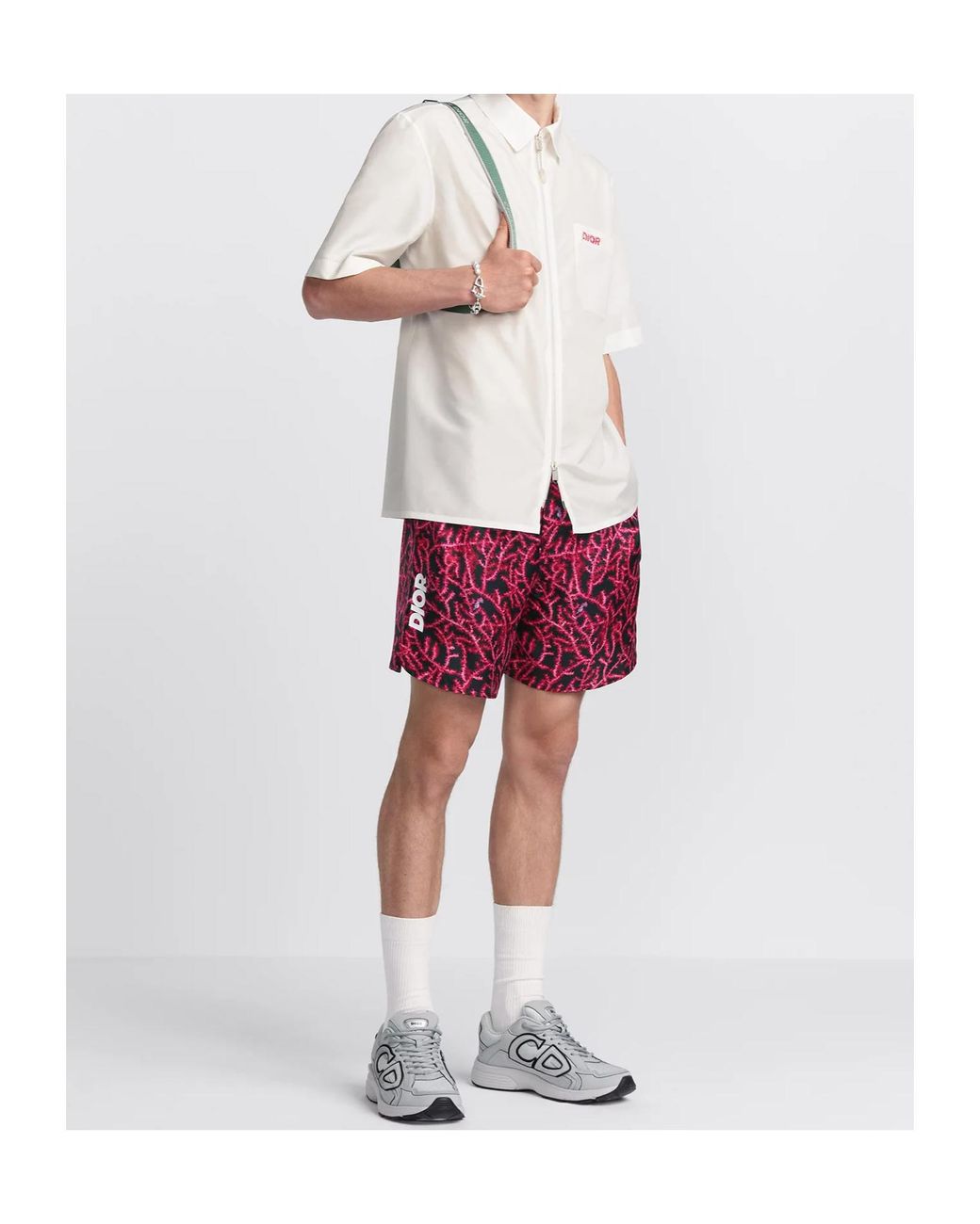 Dior White Homme Zip-Up Short-Sleeved Shirt for men