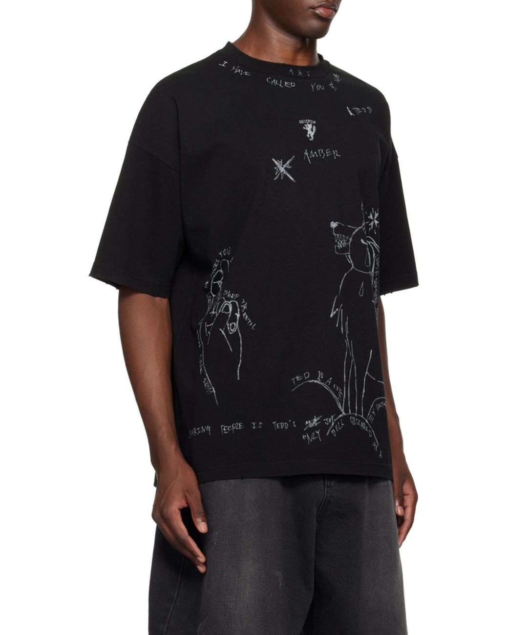we11done Black Graphic T-Shirt