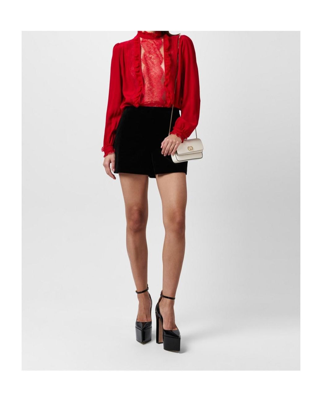 Valentino Red Ruffled Shirt