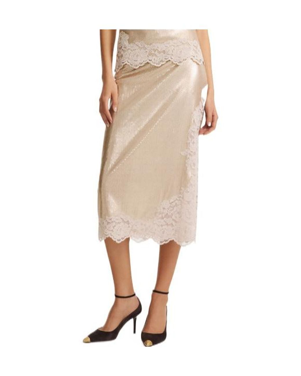 Marella Natural Lace-Detail Skirt