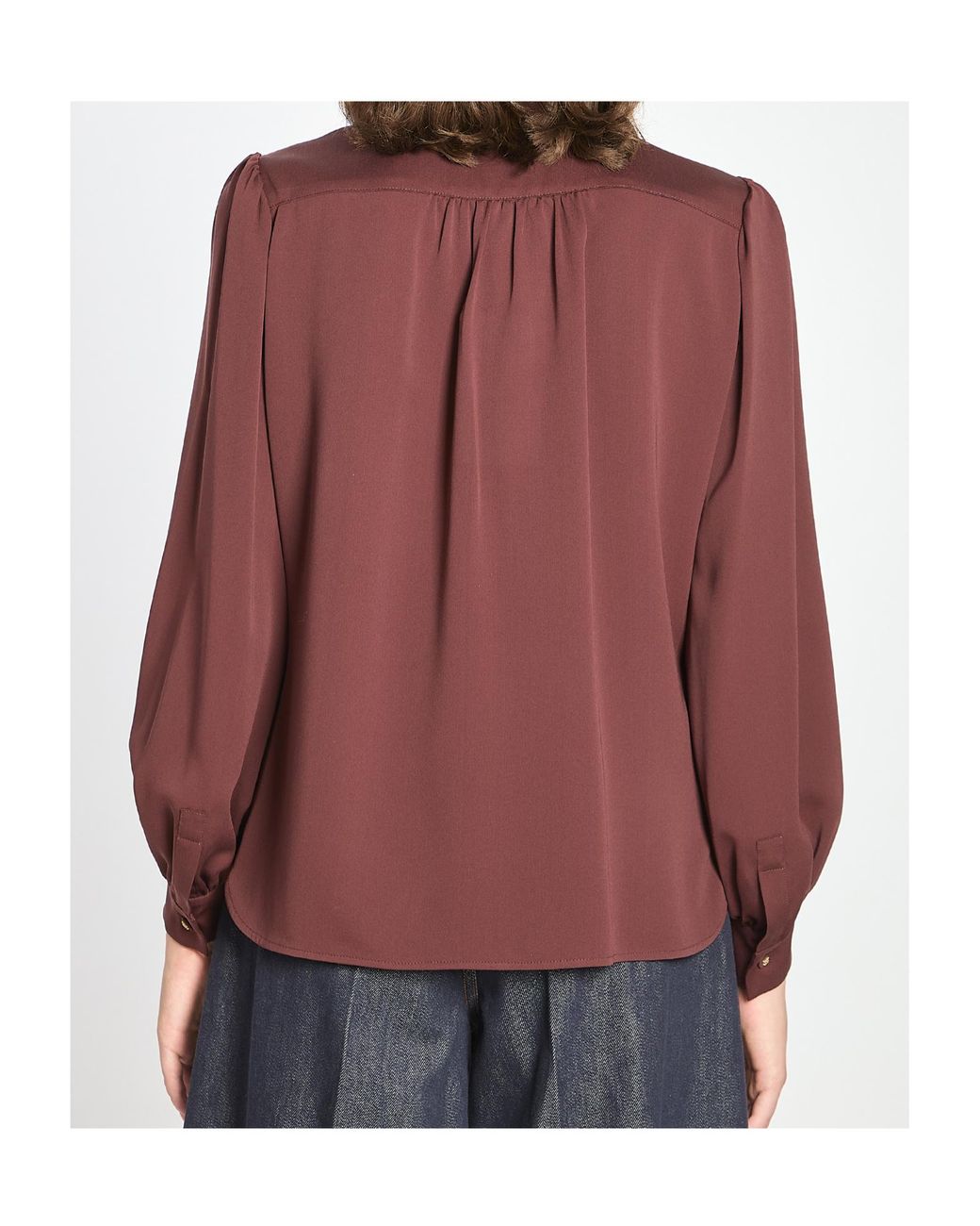 Max Mara Red Silk Charmeuse Shirt