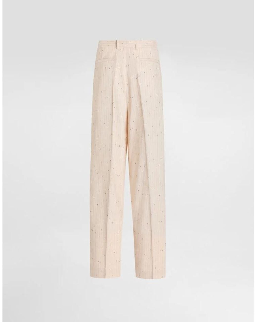 Dolce & Gabbana White Pinstripe Straight-Leg Pants for men