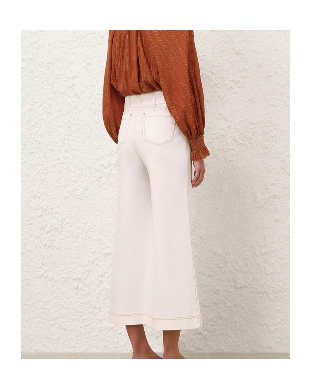 Zimmermann White Roselight Braided-Detail Jeans