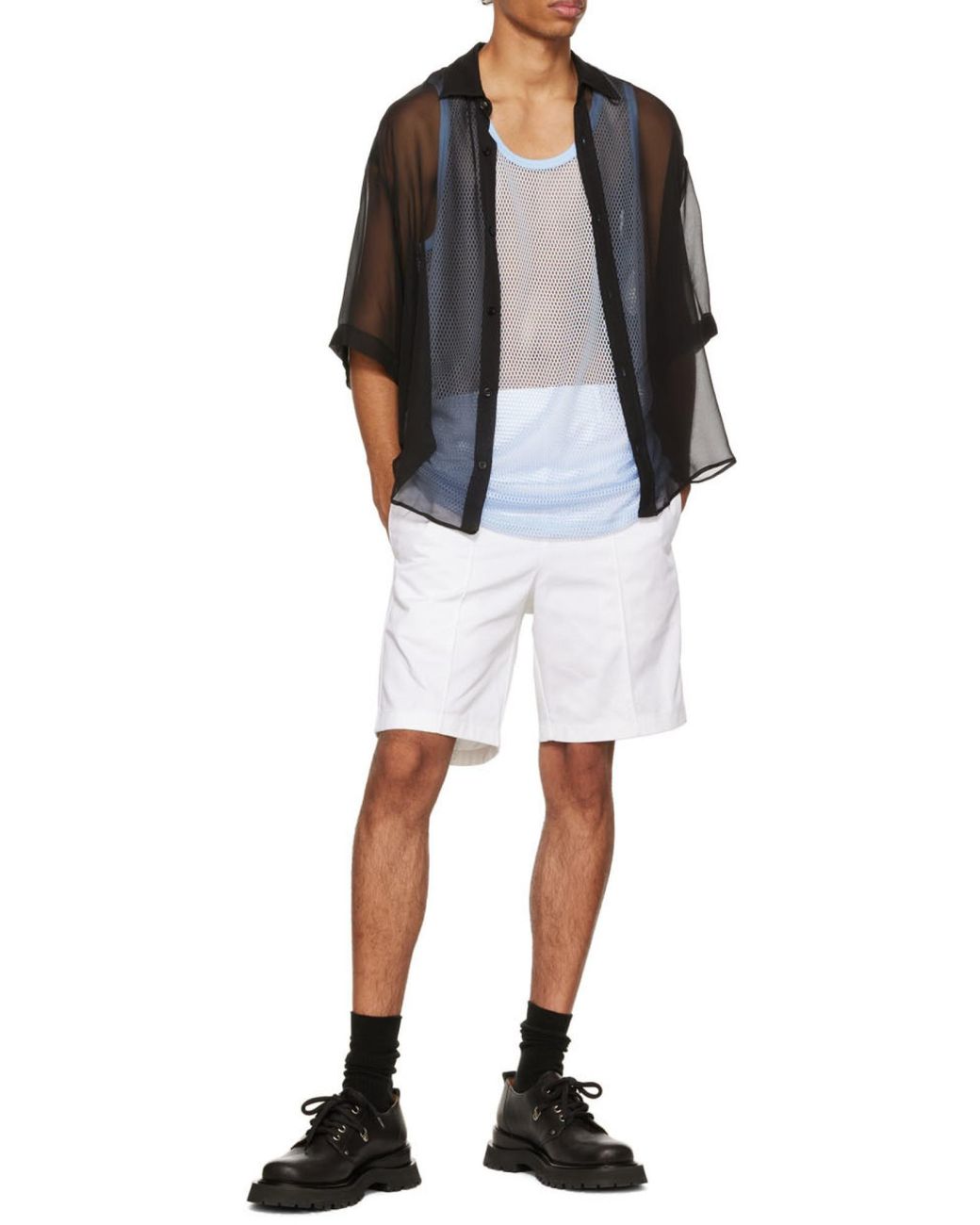 AMI White Elasticated Bermuda for men