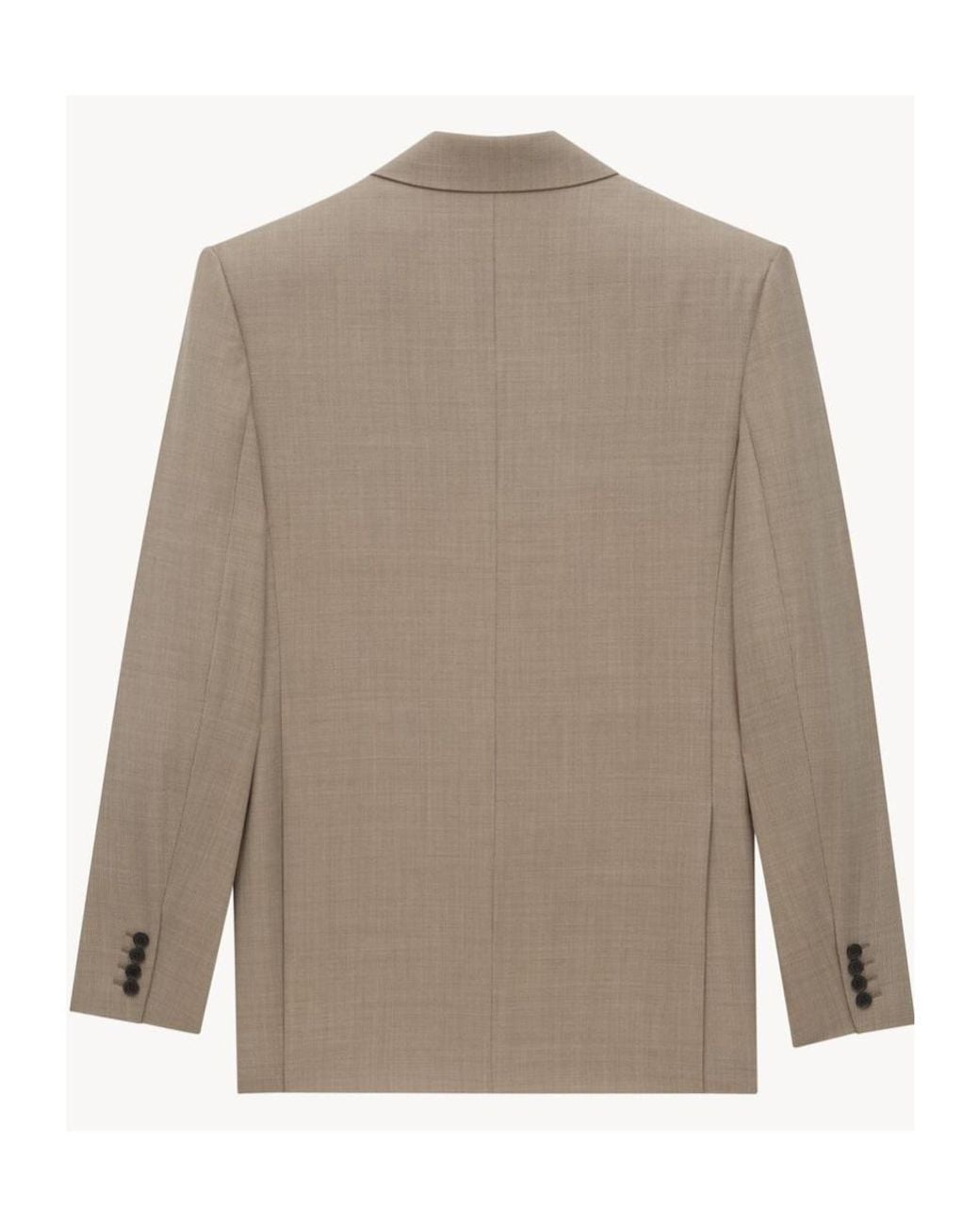 Saint Laurent Natural Double-Breasted Long-Sleeved Jacket