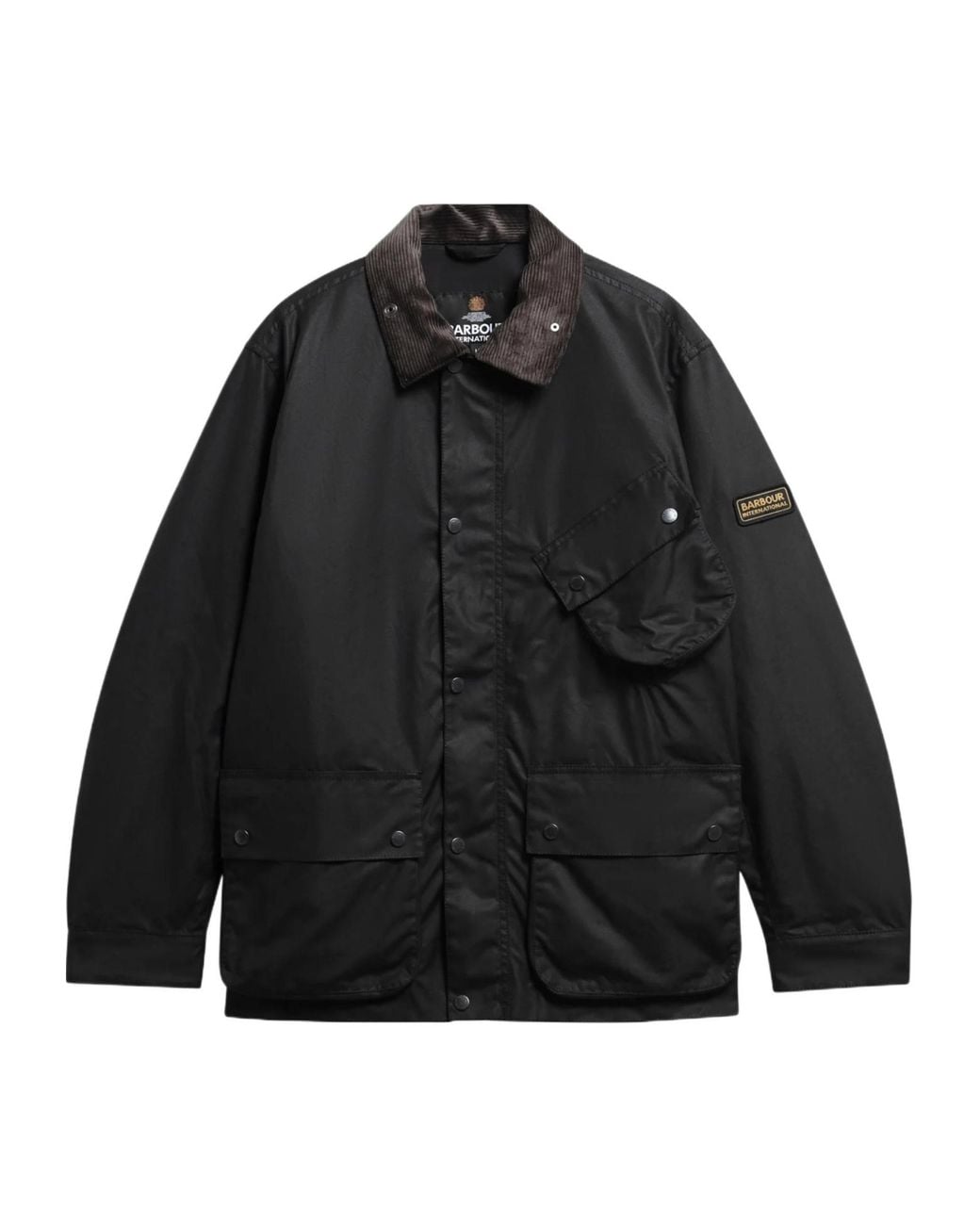 Barbour Black Waxed-Cotton Corduroy-Collar Jacket for men