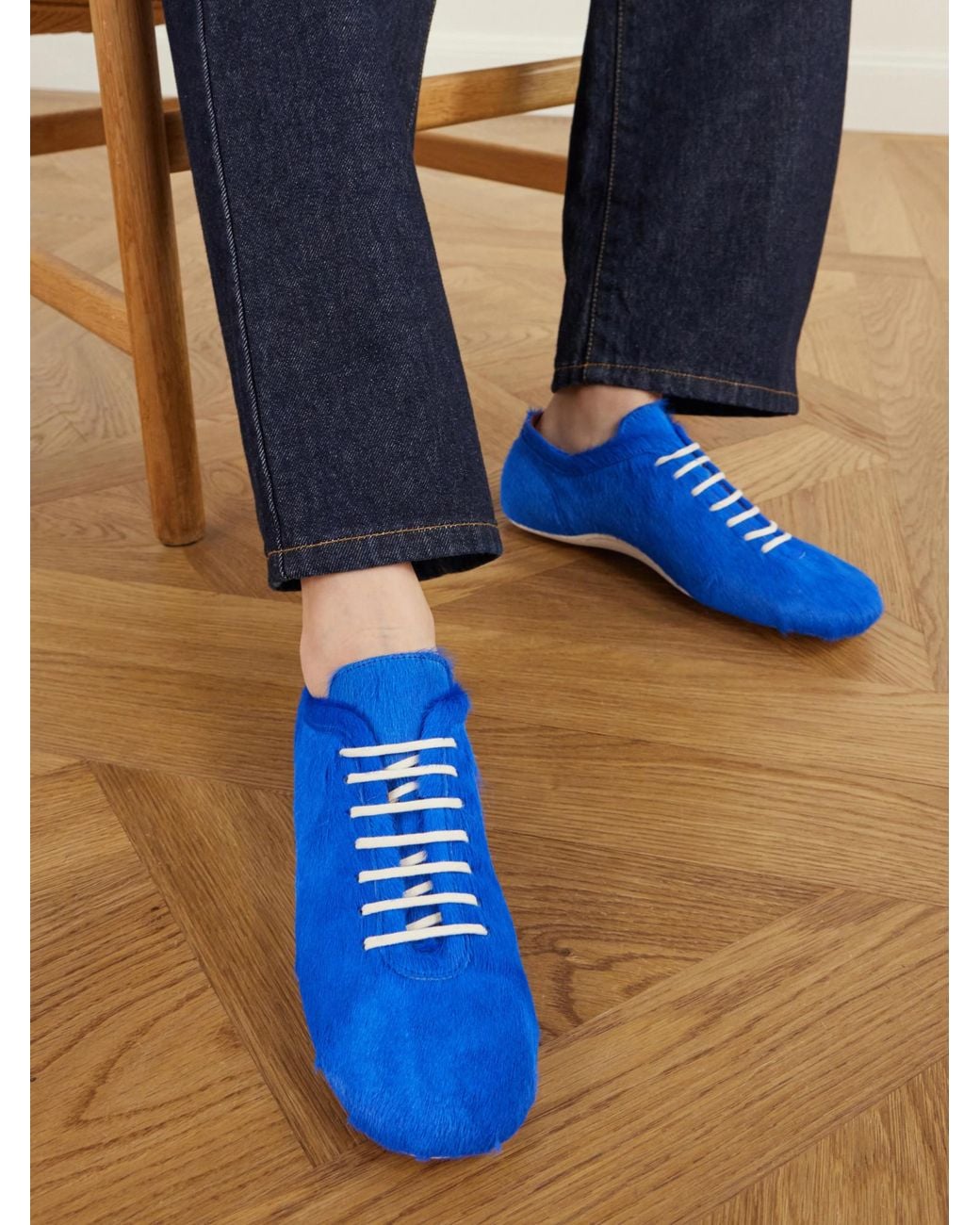 Dries Van Noten Blue Calf-Hair Sneakers