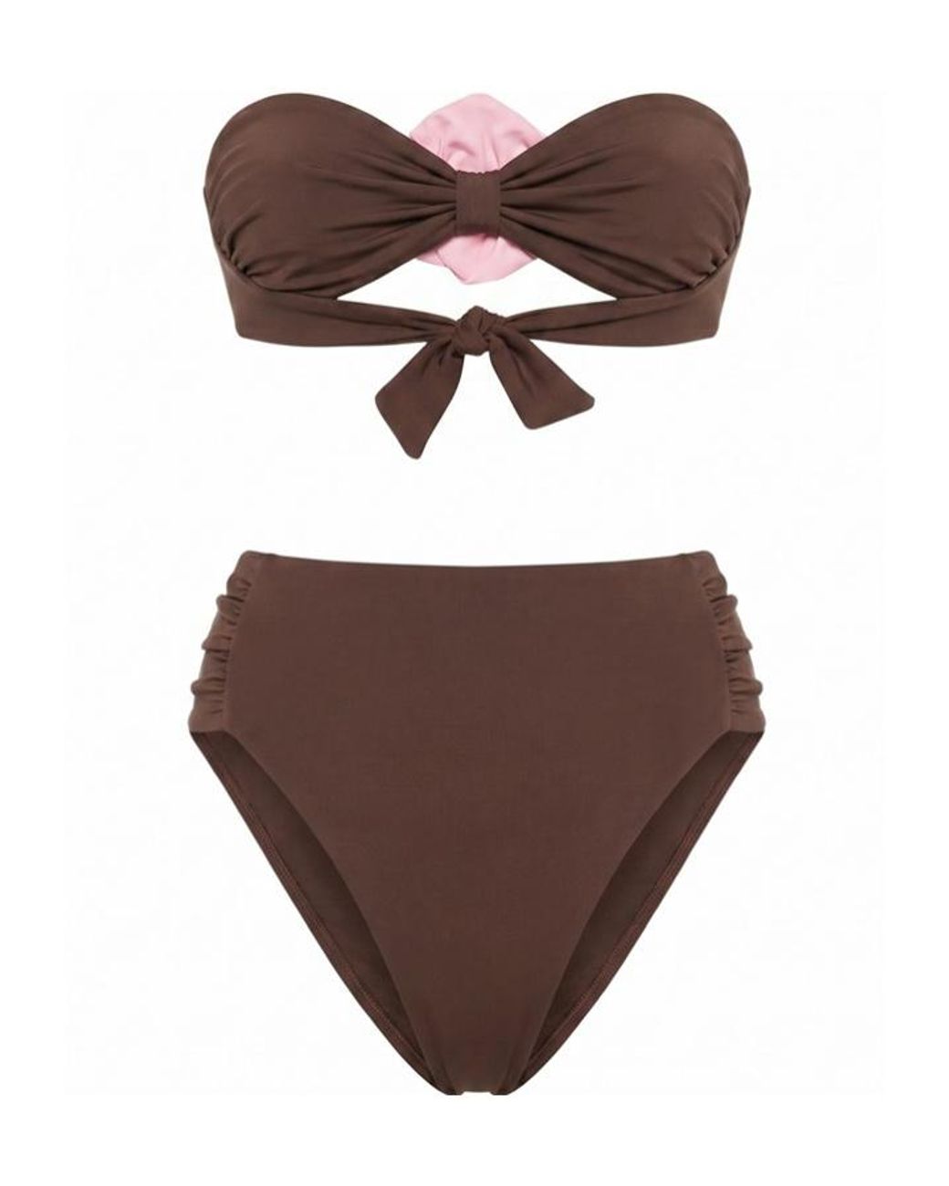 LaRevêche Brown Derya Floral-Appliqué Bikini