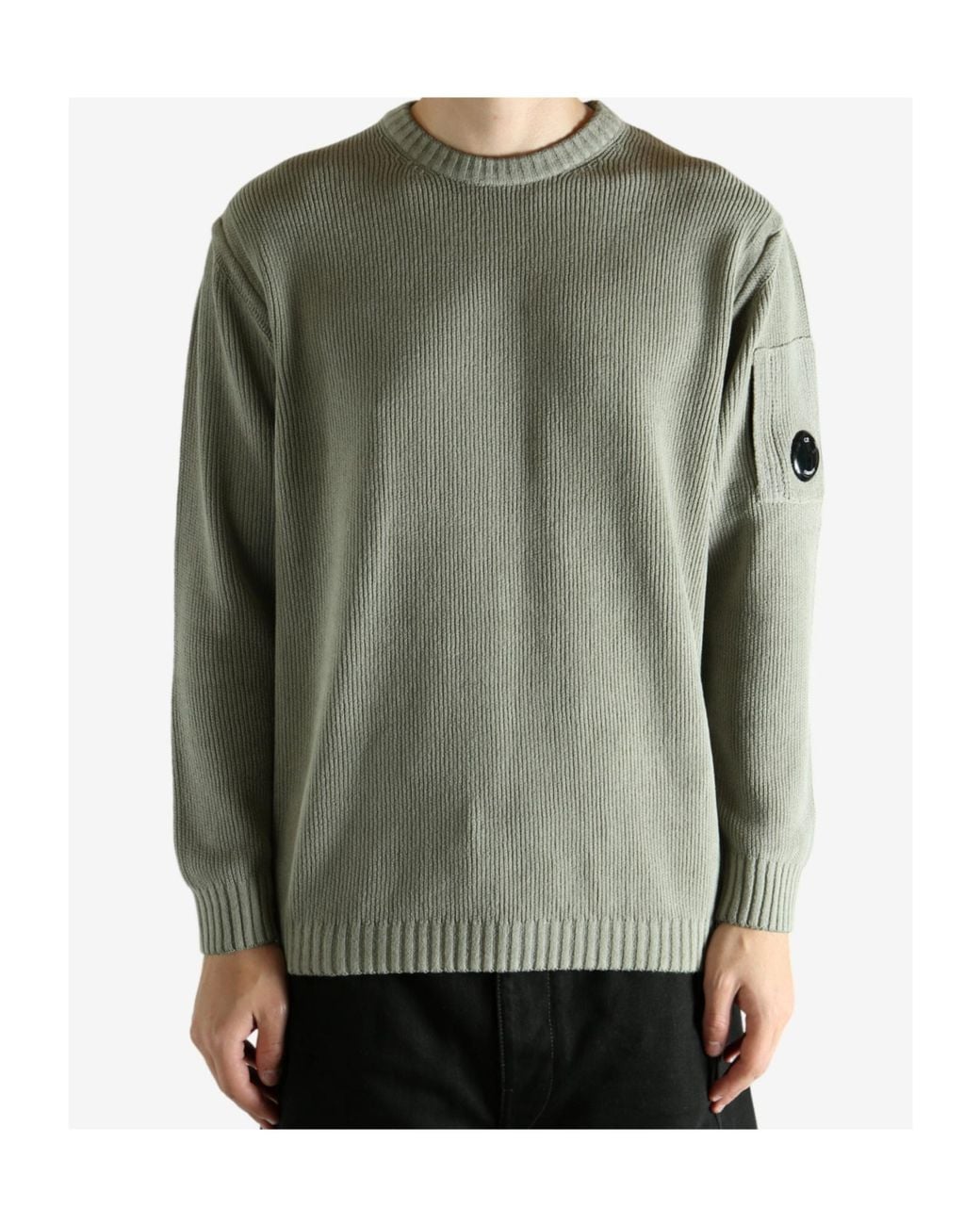 C P Company Gray Ribbed Knit Sweater for men