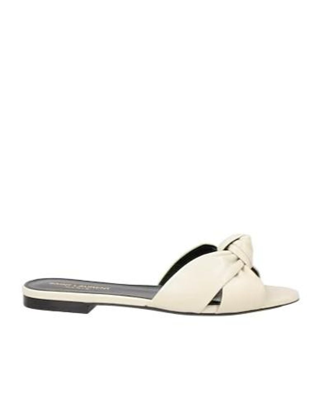 Saint Laurent White Minimalist Roundtoe Slippers