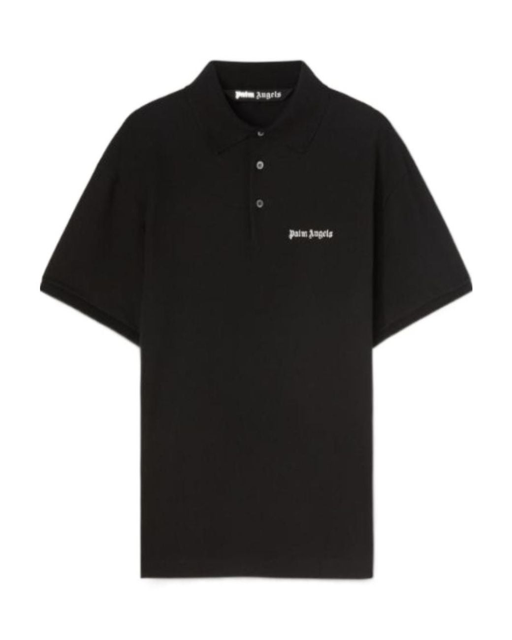 Palm Angels Black Logo Embroidered Polo Shirt for men