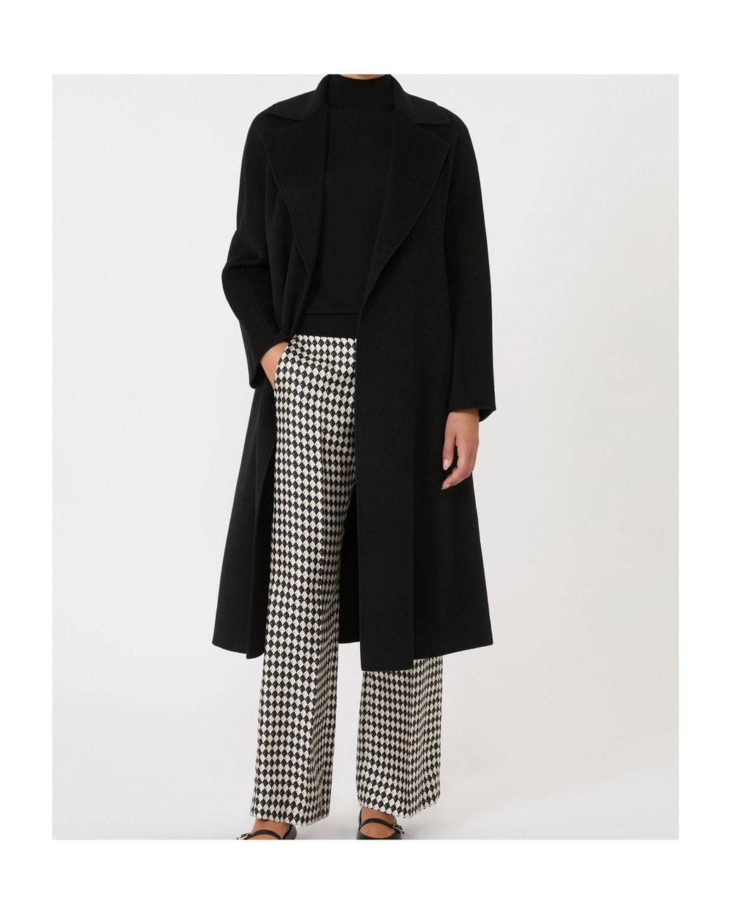 Max Mara Black Wool, Cashmere And Silk Long Wrap Coat