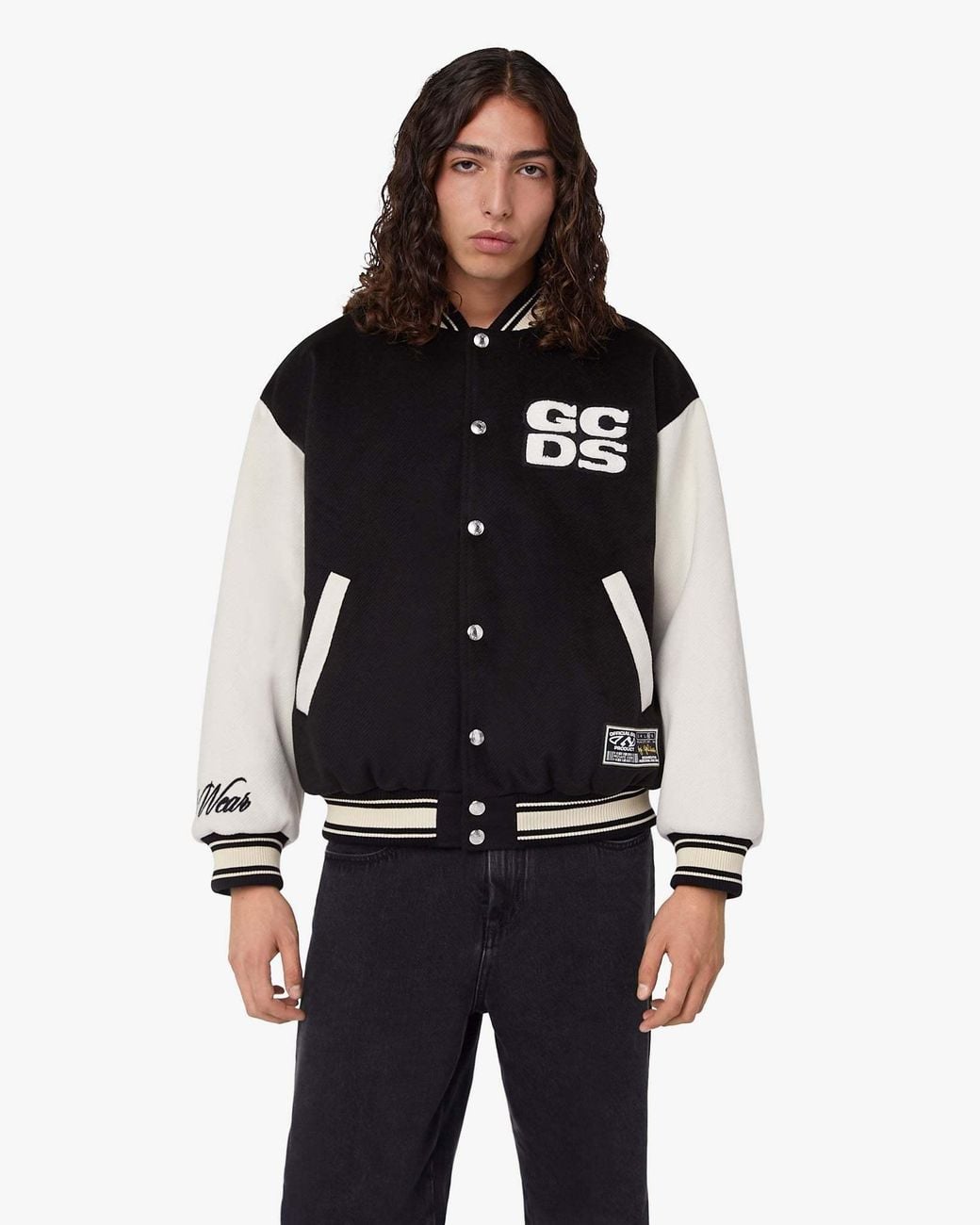 Gcds Black Two-Toned Long-Sleeved Bomber Jacket for men