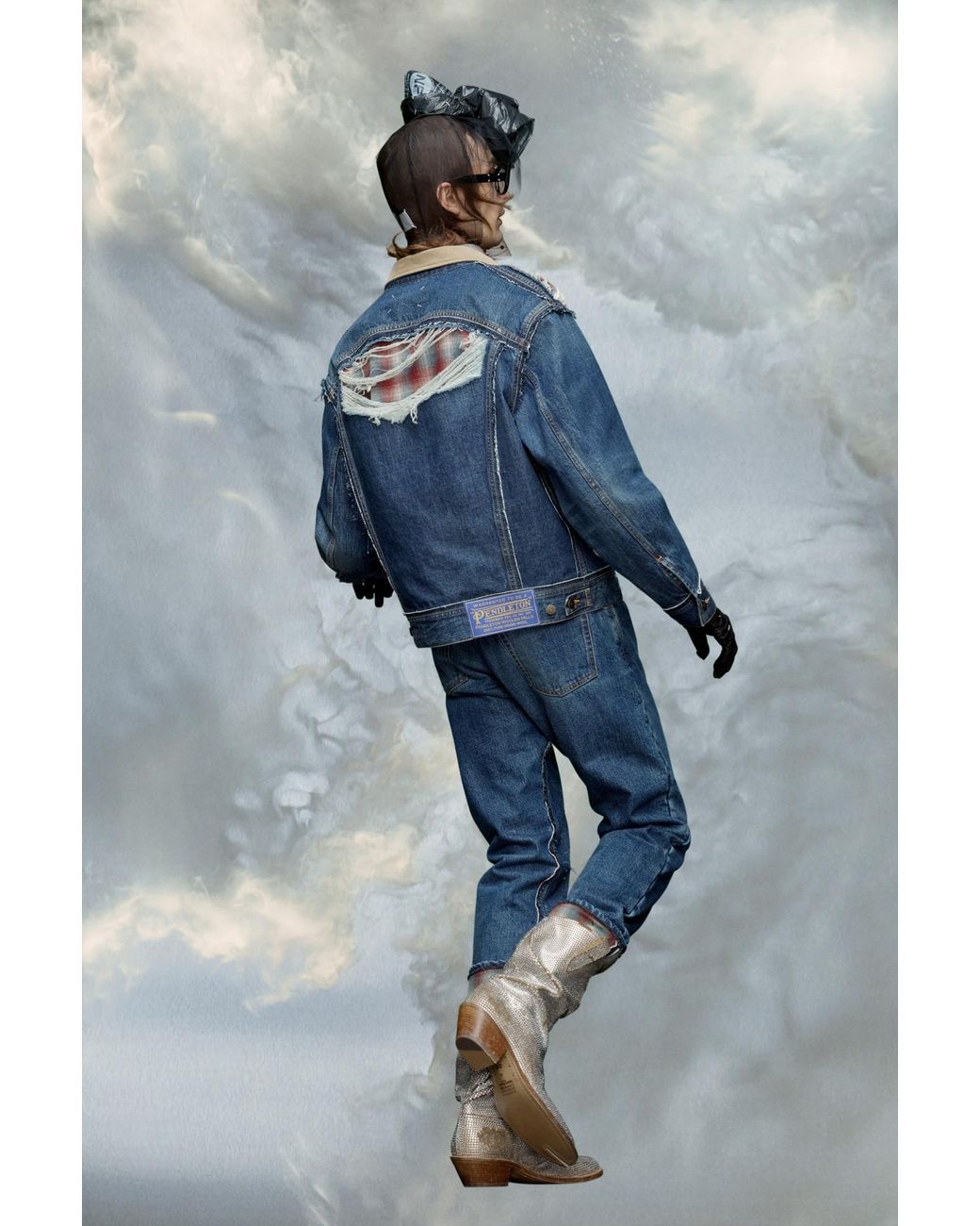 Maison Margiela Blue Distressed Denim Button-Up Jacket for men
