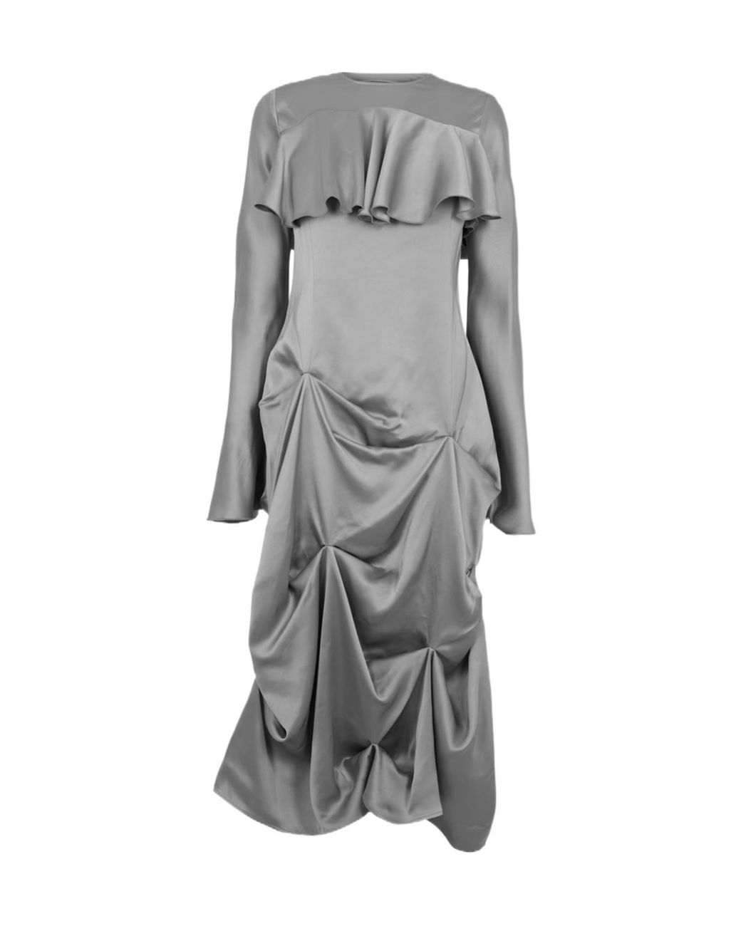 Ganni Gray Satin Maxi Dress