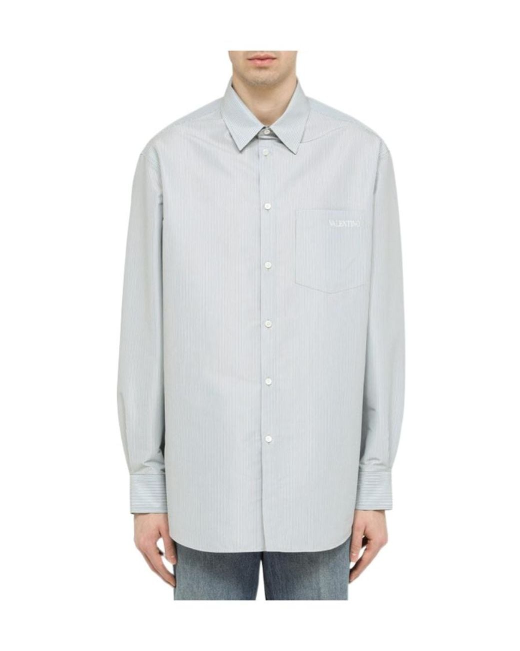 Valentino White Logo Long-Sleeve Shirt for men