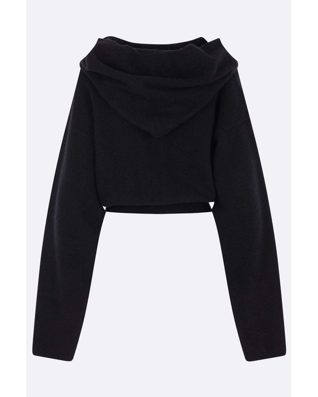 Rick Owens Black Maglia Cropped Hooded Sweater
