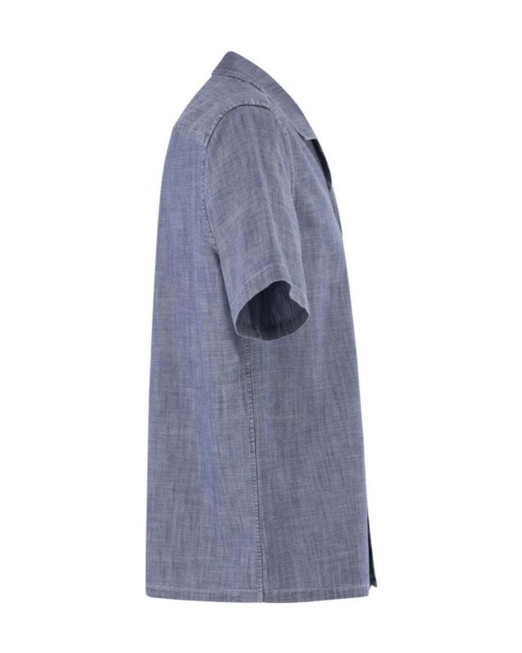 Peserico Blue Lightweight Denim Short-Sleeve Shirt for men