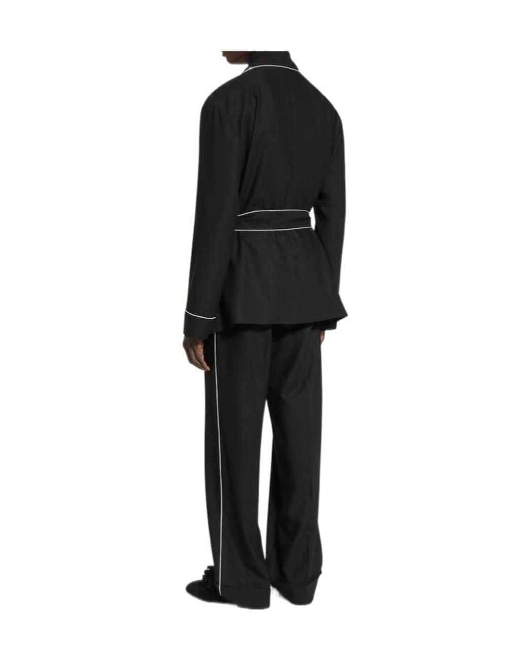 Dolce & Gabbana Black Piping Detailed Pajama Pants for men
