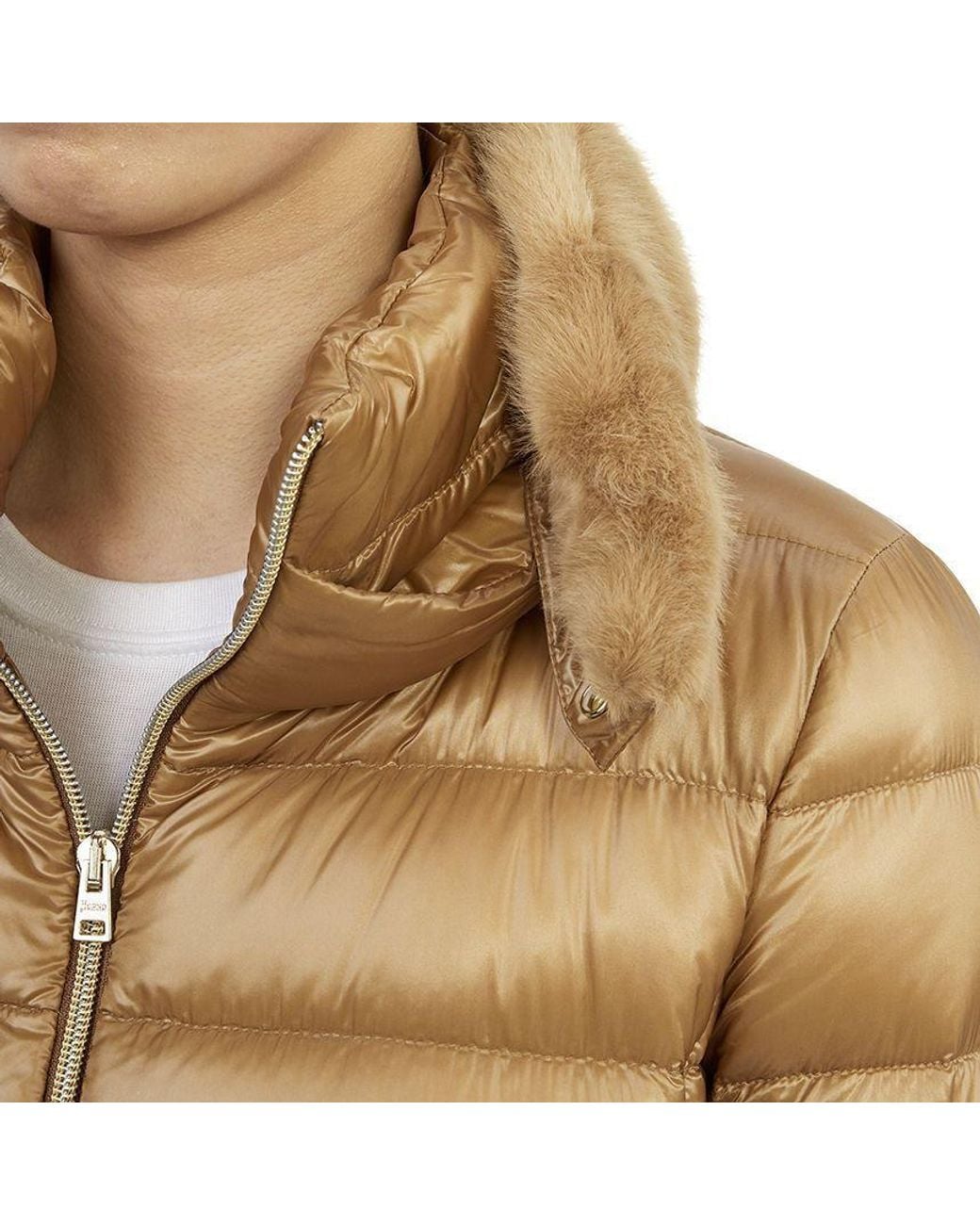 Herno Brown Belted High-Collar Down Jacket