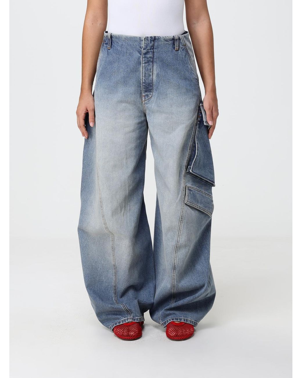 Alaïa Blue Faded-Effect Denim Cargo Pants
