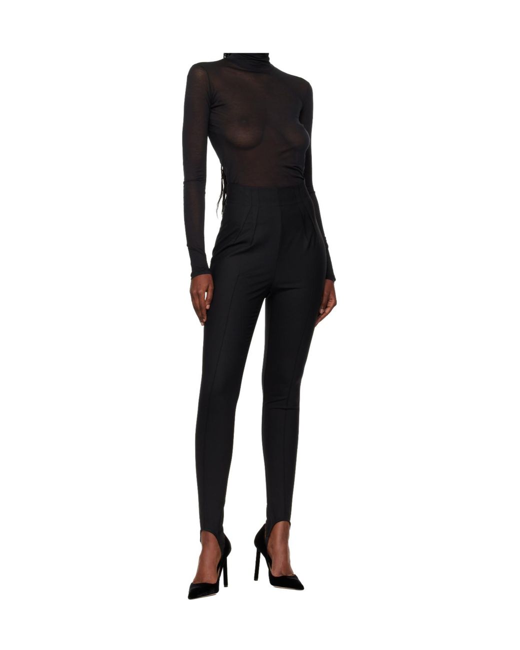 Mugler Black ミュグレー ハイウエスト テーラード レギンス