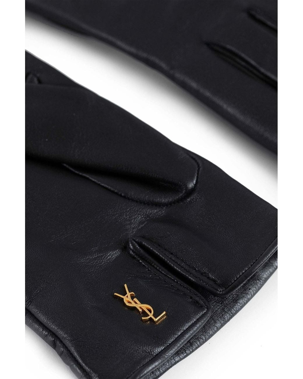 Saint Laurent Black Cassandre Logo Plaque Gloves