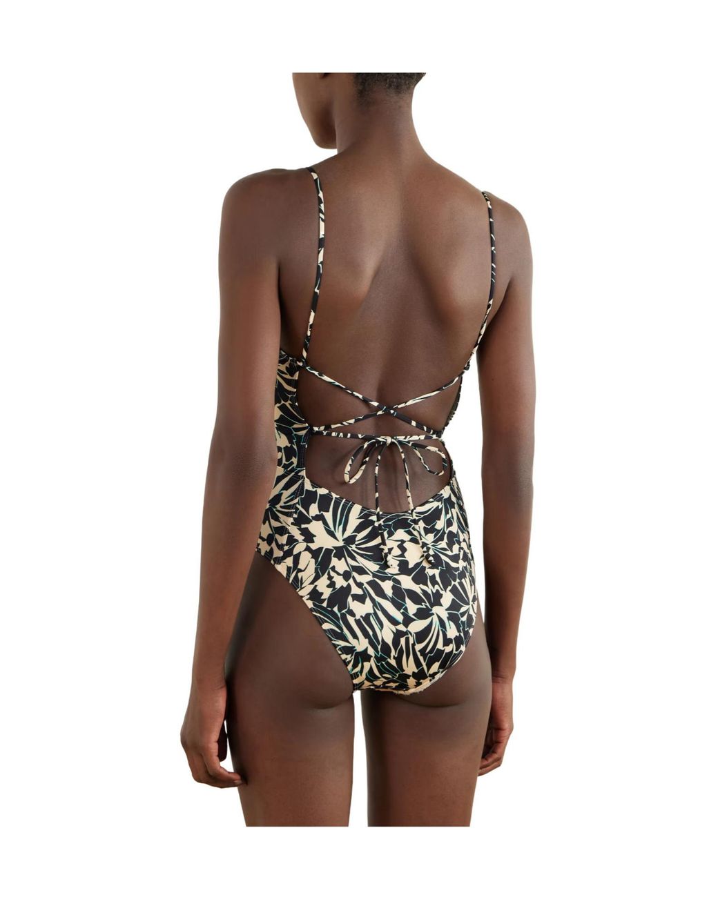Ulla Johnson Black Floral-Printed Swimsuit