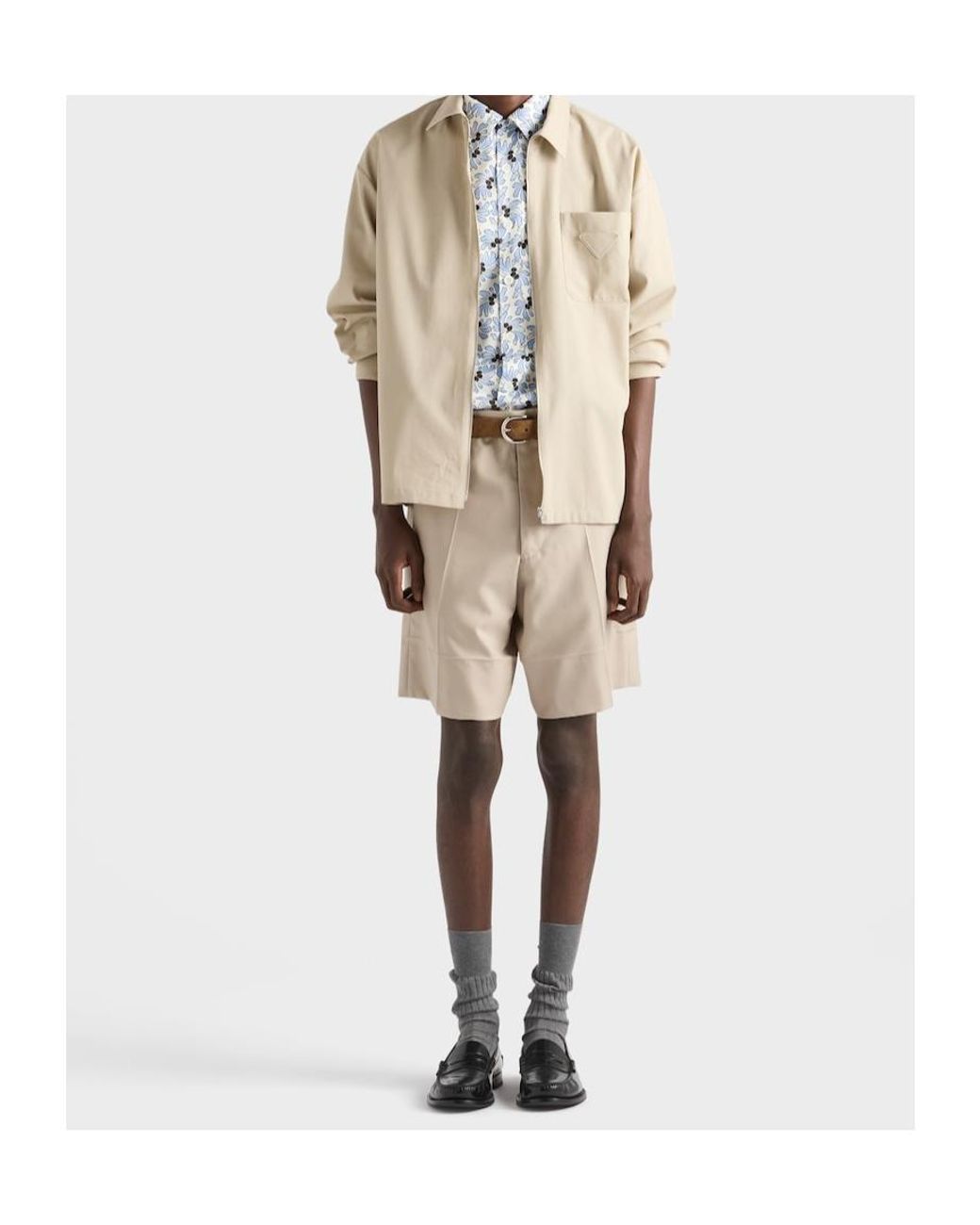 Prada Natural Triangle-Patch Shorts for men