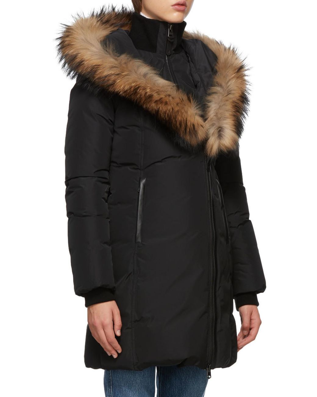 Mackage Black Kay F Asymmetrical Zip Coat