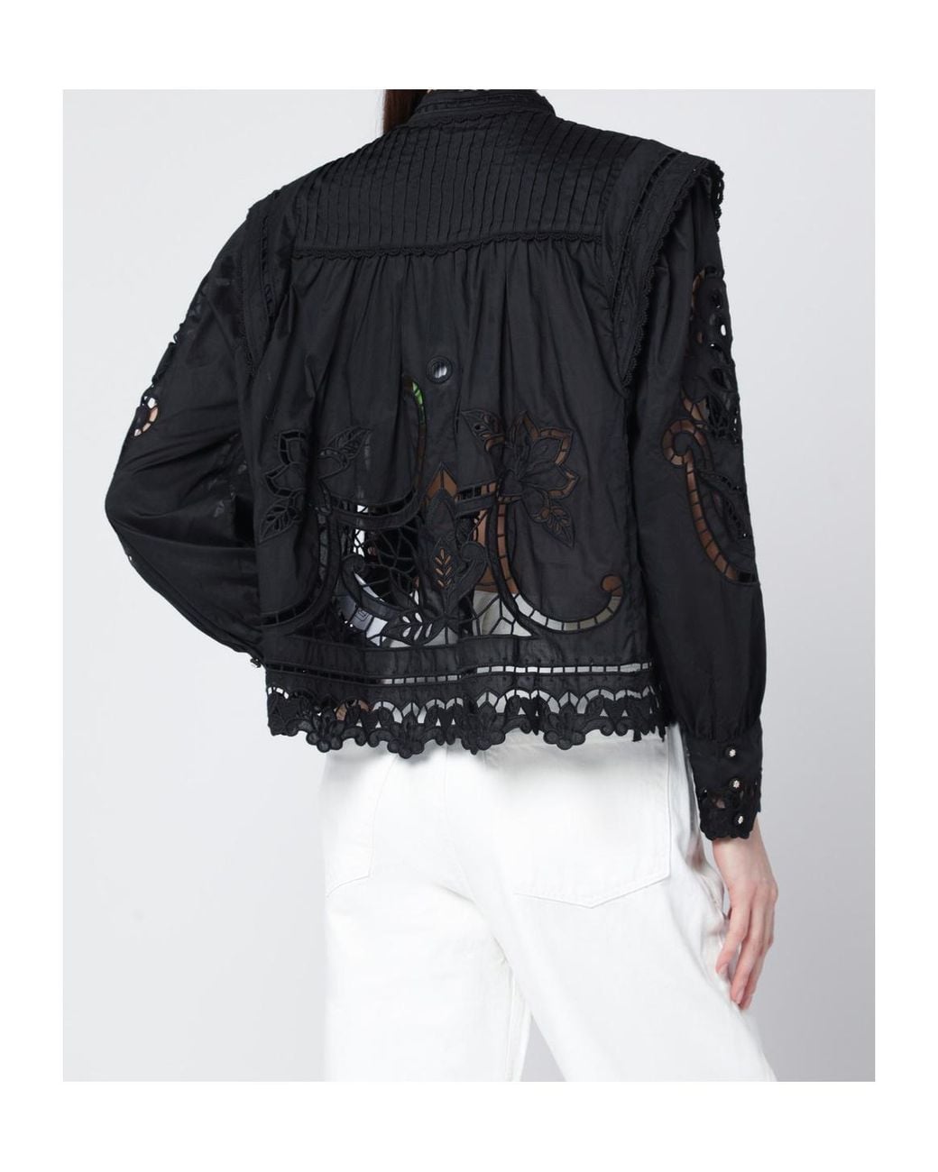 Farm Rio Black Broderie Anglaise Button Top