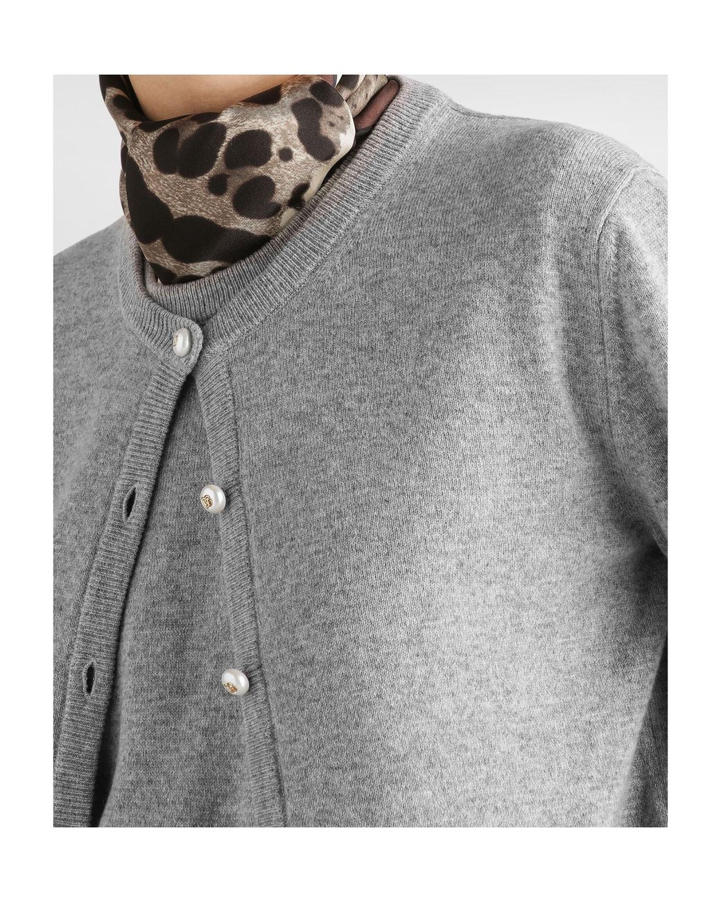 Dolce & Gabbana Gray Cashmere Crew-Neck Cardigan