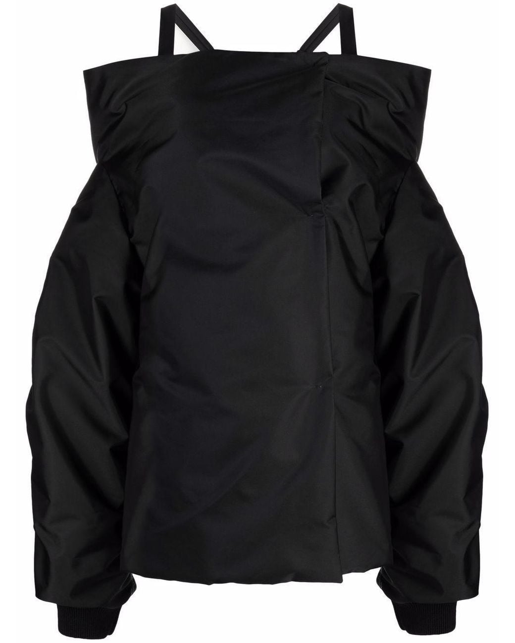 Prada Black Off-Shoulder Padded Re-Nylon Jacket