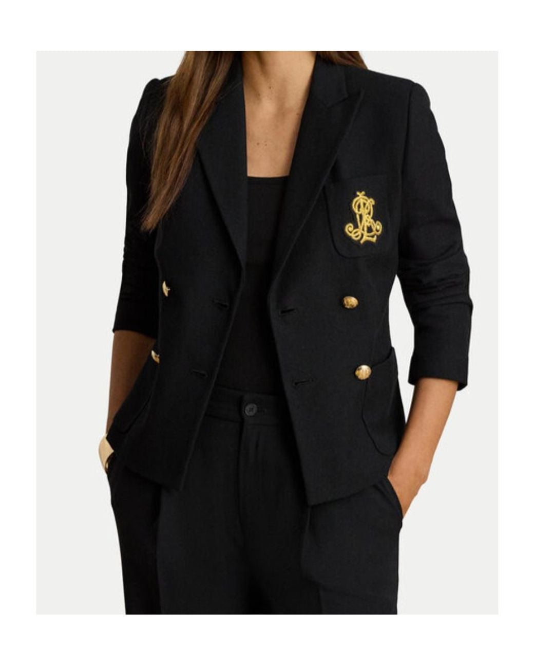 Ralph Lauren Black Lauren Crest Double-Breasted Blazer