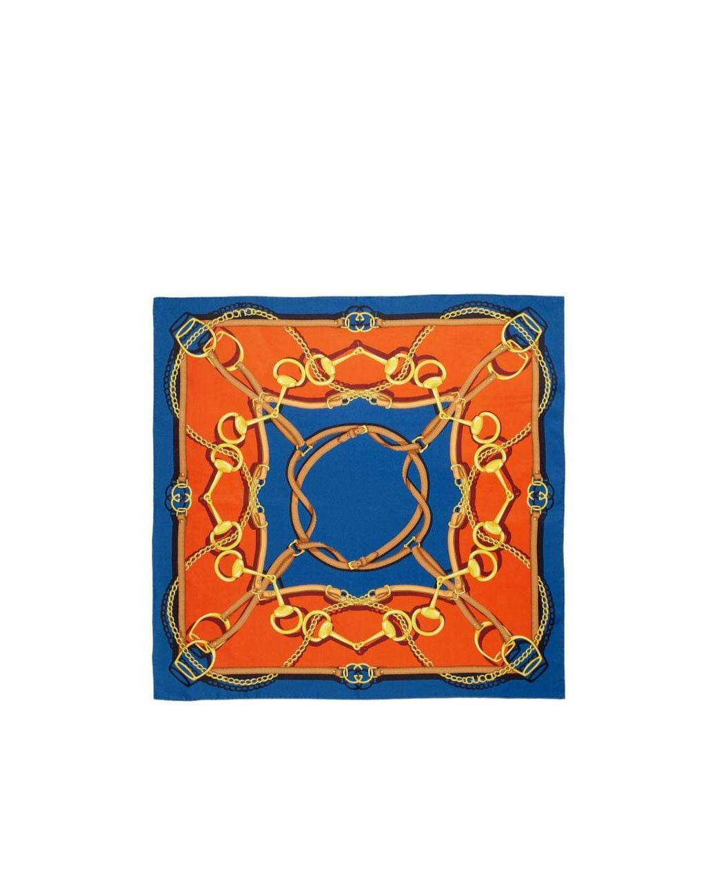 Gucci Blue Reversible Printed Silk Twill Carre