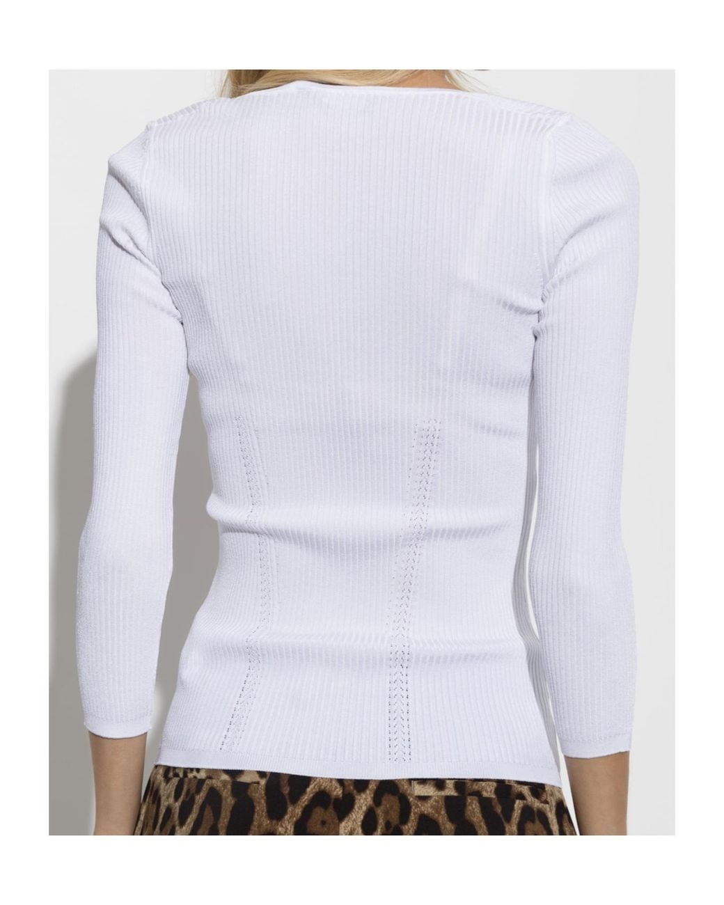 Dolce & Gabbana White Fitted Cut Pullover