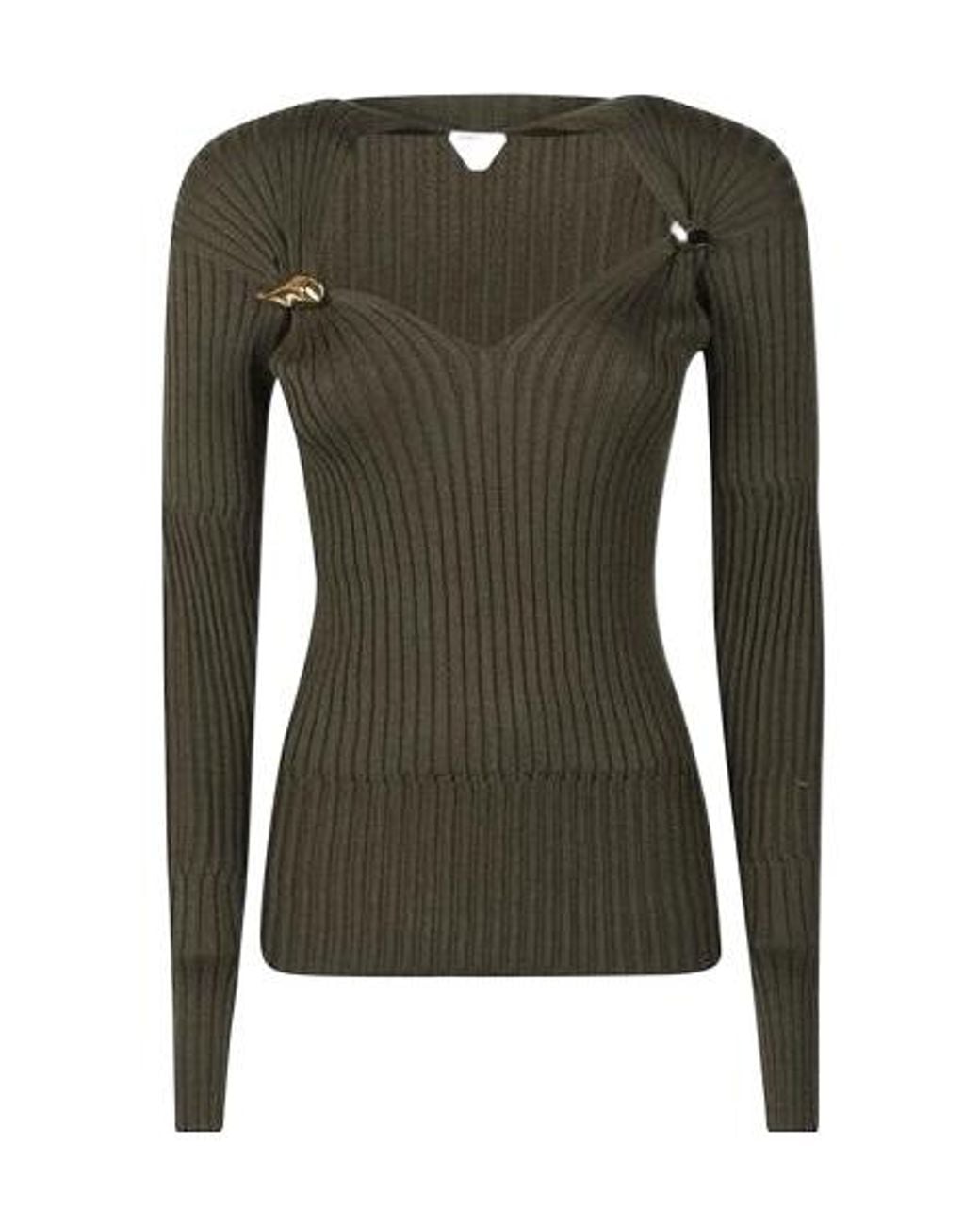 Bottega Veneta Green Ribbed Knit Jumper